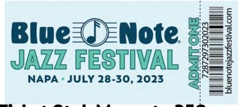 Blue Note Jazz Festival Napa 2023 Ticket stub Magnet