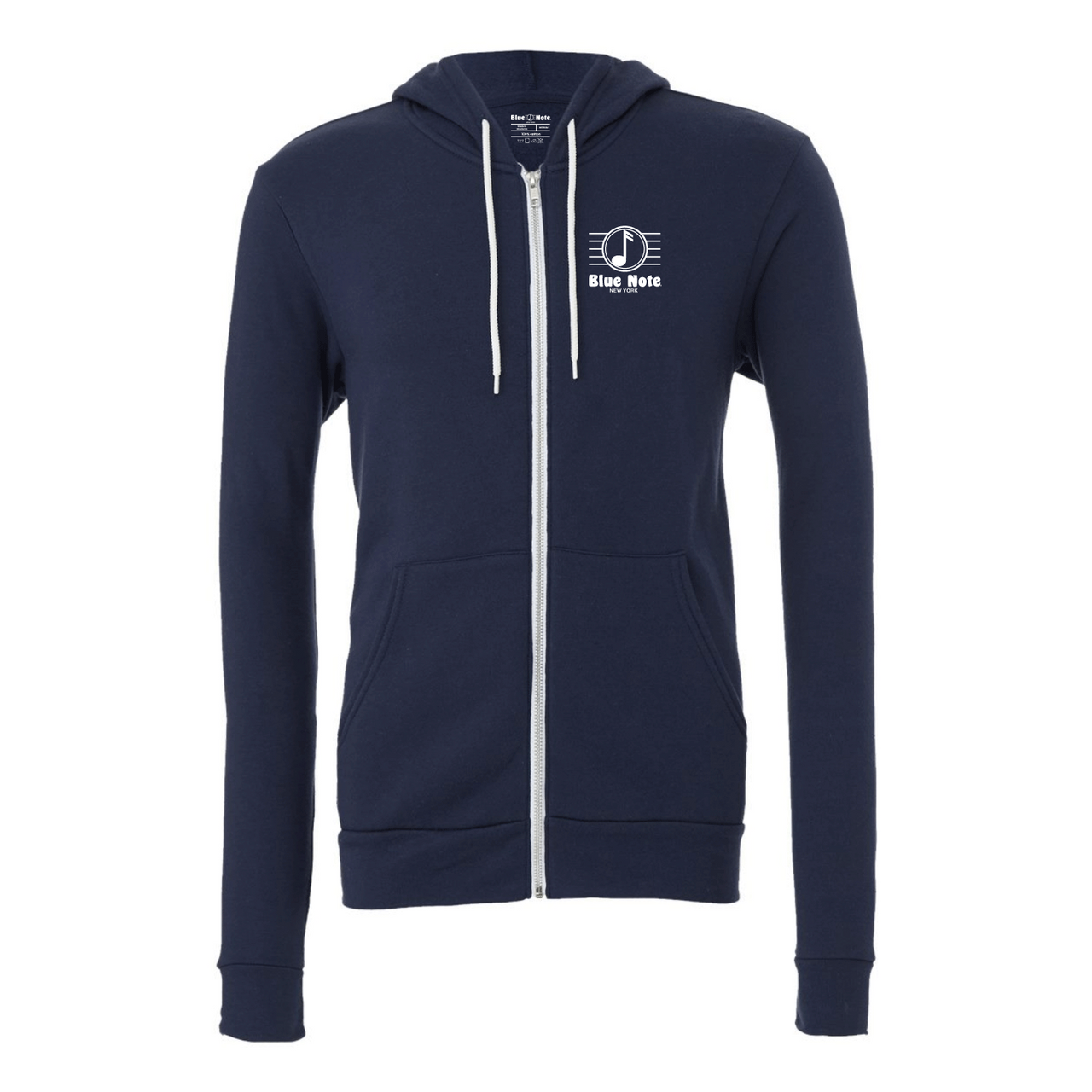 Navy Zip Up Hooded Sweatshirt with Circle Logo l Unisex