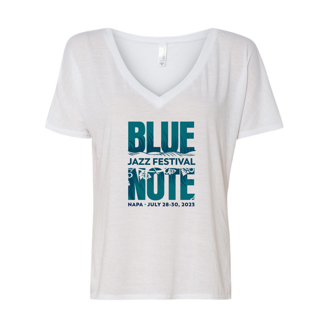 Blue Note Jazz Festival Napa July 2023 Women’s Slouchy V-Neck Tee, White